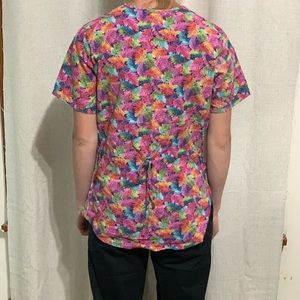 Leaf Print Cherokee Scrub Top